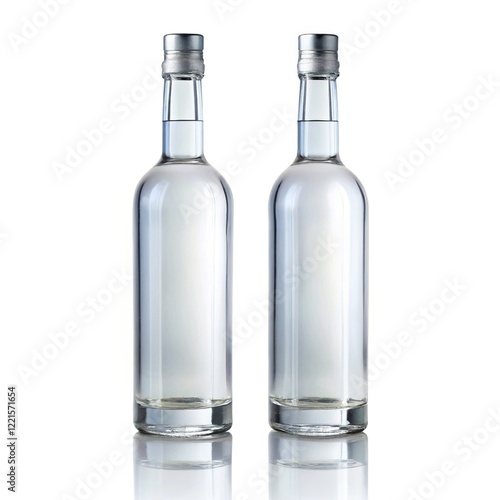 Two bottles of vodka with no labels
