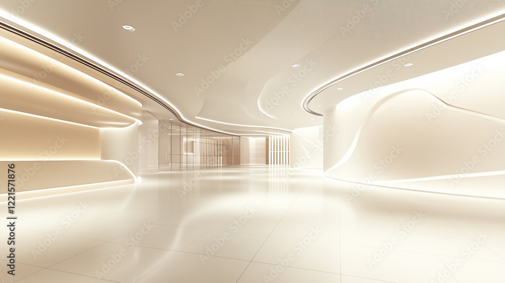 Obraz premium Abstract Modern Interior With Curved Walls And Bright Lighting