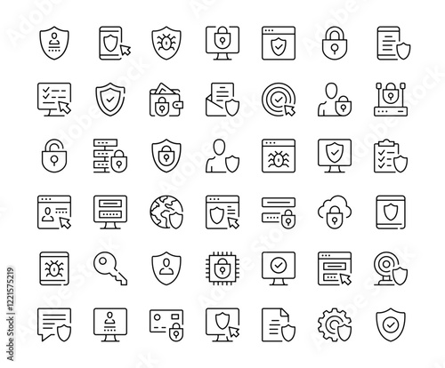 Internet security icons. Outline symbols collection. Premium vector line icons set