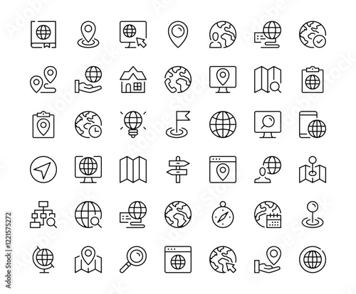 Navigation icons. Outline symbols collection. Premium vector line icons set