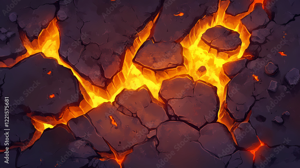 Lava molten texture, top view, volcano magma glow texture in cracking holes realistic. volcano. illustration. Lava Peaks. Illustration Lava molten texture, top view, volcano magma glow texture in cracking holes realistic. volcano. illustration. Lava Peaks. Illustration