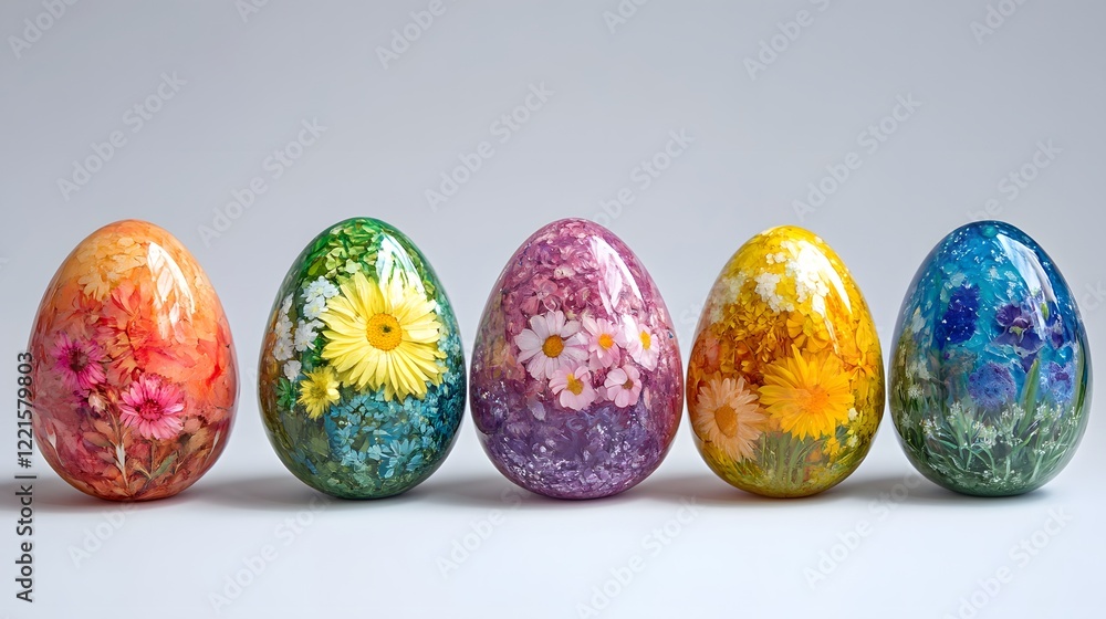 Fototapeta premium colorful easter eggs with flowers