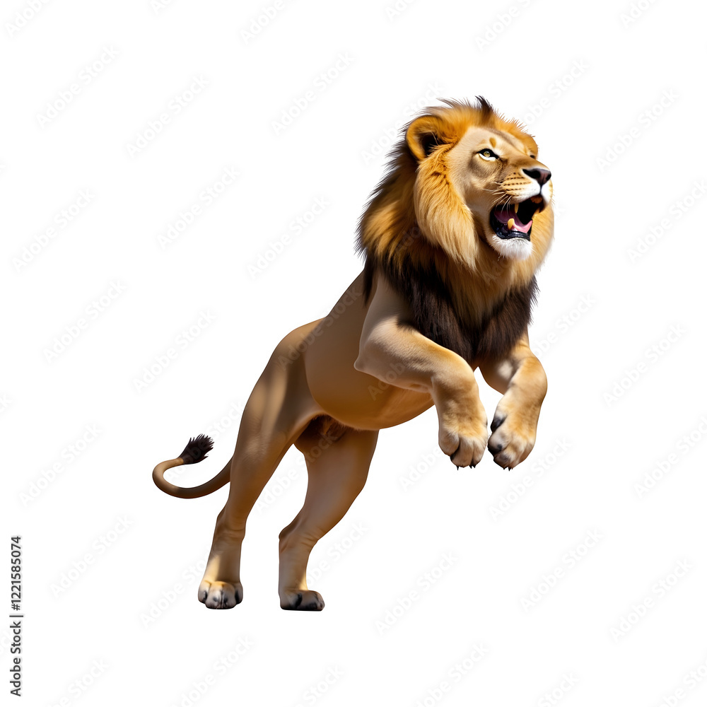 Obraz premium Lion running isolated on transparent background. Lion png. Wild predatory animals