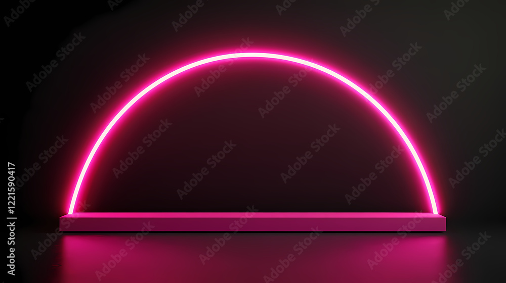 Neon pink arch highlighting a modern platform. luminous. illustration. Luminous Arch. Illustration Neon pink arch highlighting a modern platform. luminous. illustration. Luminous Arch. Illustration