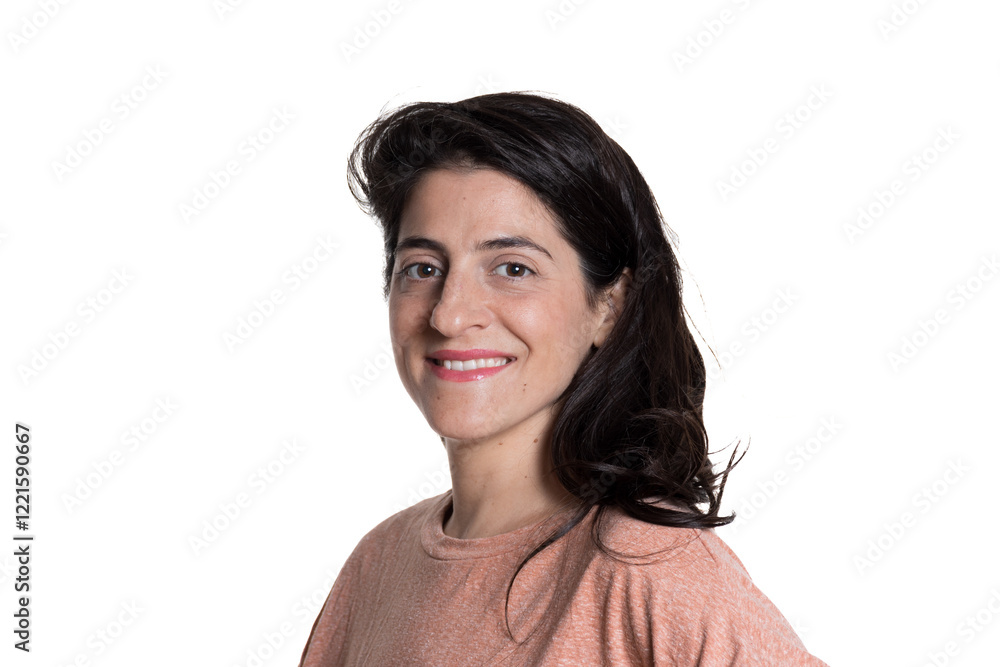 Woman laughing on white background. Woman laughing on white background.
