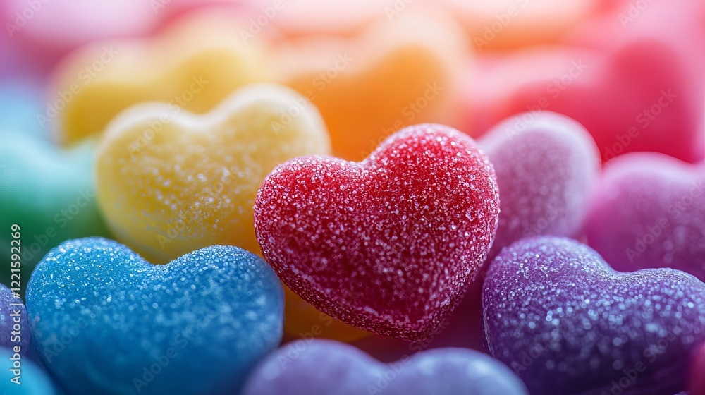 Happy Valentine's Day with colorful heart-shaped candies Happy Valentine's Day with colorful heart-shaped candies