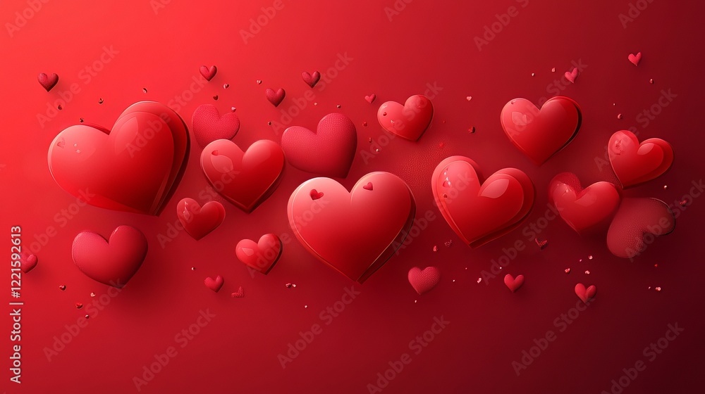 Happy Valentine's Day with creative love composition of hearts. Vector illustration