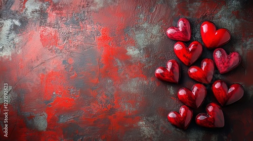 Happy Valentinea??s Day with creative love composition of hearts. photo