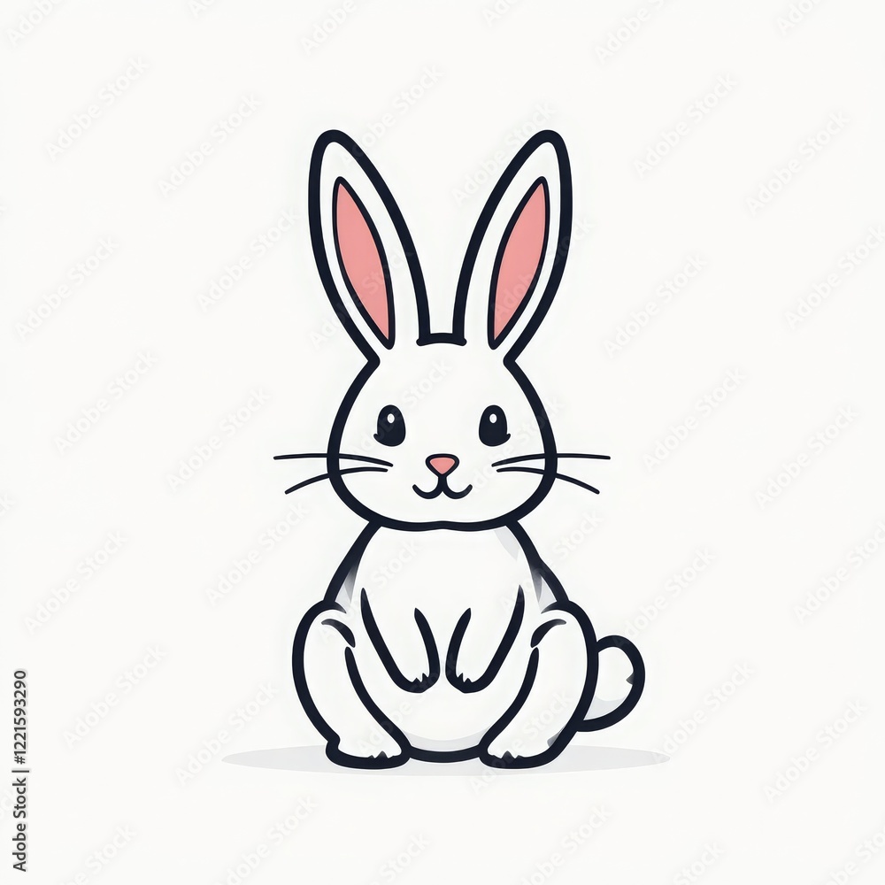 Obraz premium Minimalistic Easter bunny icon with thin outline in flat style Generative AI