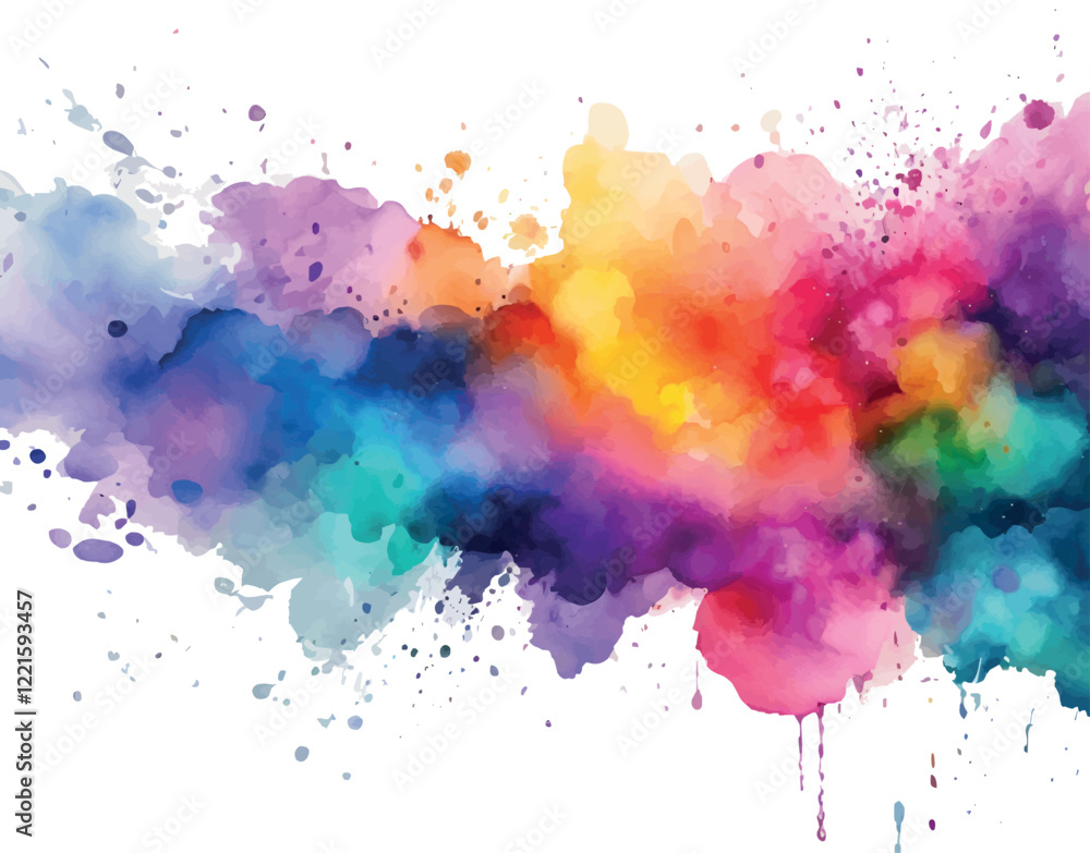 Obraz premium Vector rainbow watercolor background, hand painted on paper, banner, postcard, invitation