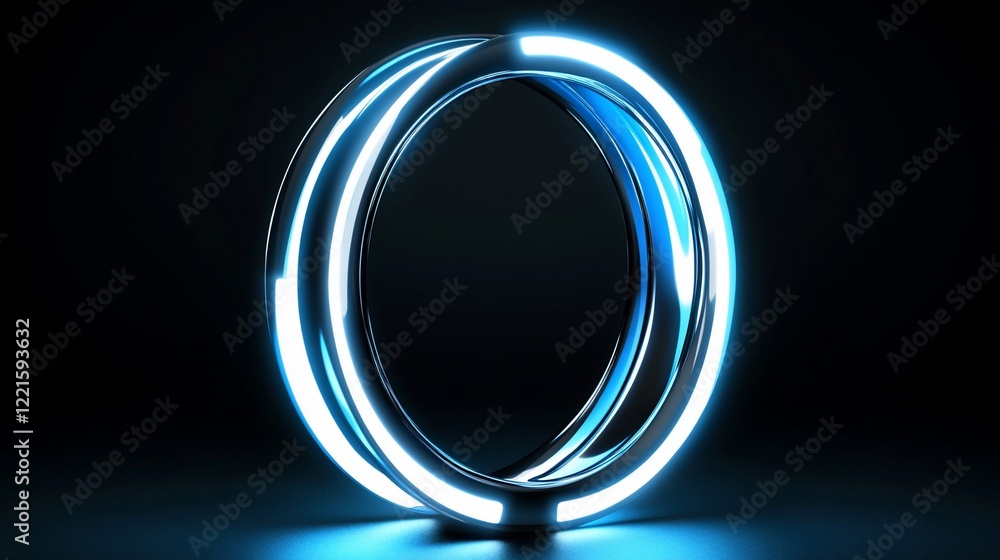 Glowing neon ring, futuristic, abstract.
