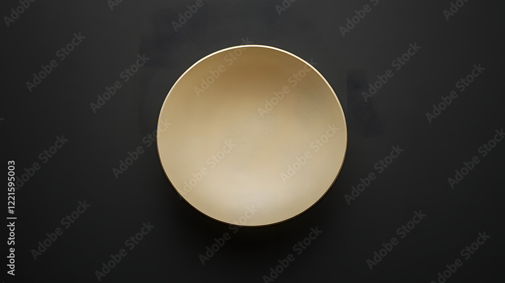 Gold plate isolated on a black background showcasing its elegant design and reflective surface Gold plate isolated on a black background showcasing its elegant design and reflective surface