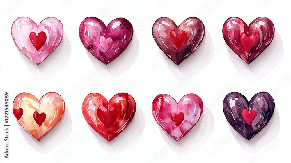 Hearts for Valentine's Day: A collection of various heart shapes for the celebration of love. Hearts for Valentine's Day: A collection of various heart shapes for the celebration of love.