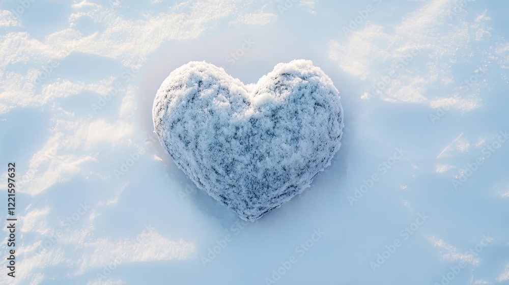 Fototapeta premium Heart on a white snow background.