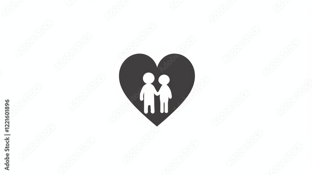 family icon with two adults holding hands and one child family icon with two adults holding hands and one child
