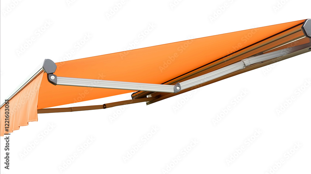 side view of a long orange awning with white background side view of a long orange awning with white background