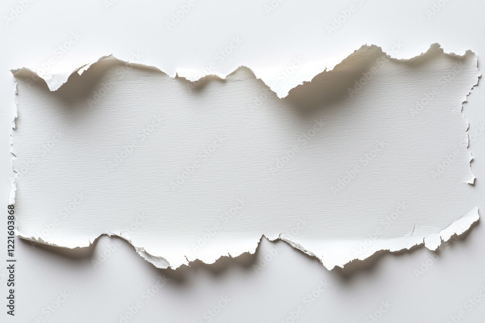 Torn piece of paper with a white background Torn piece of paper with a white background