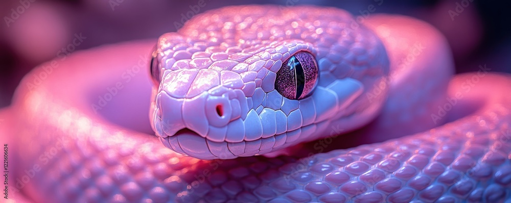 Close-up of a vibrant purple snake in detailed 3D illustration Close-up of a vibrant purple snake in detailed 3D illustration