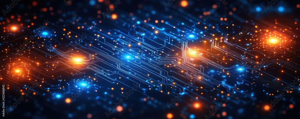 Obraz premium Abstract technology circuit board pattern with glowing lights