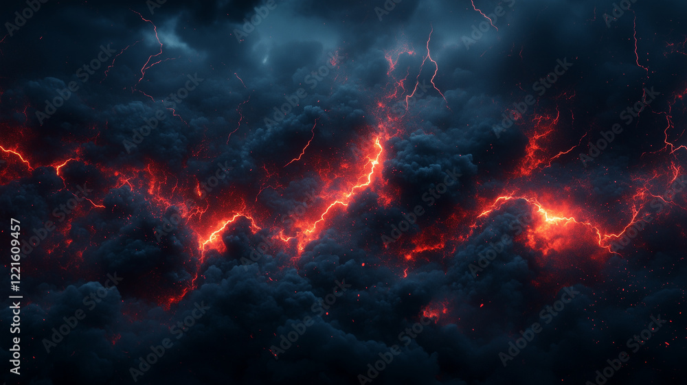 Fototapeta premium Fiery Abstract Background with Dark Smoke and Glowing Embers