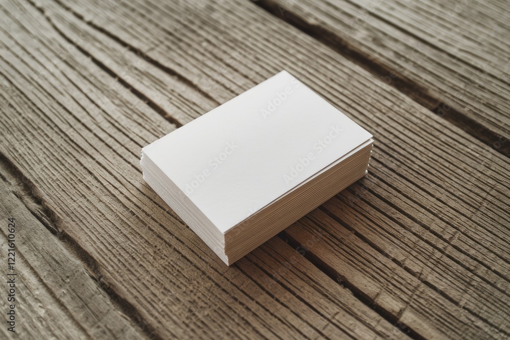 Fototapeta premium Blank White Cards Resting On An Aged Wooden Surface
