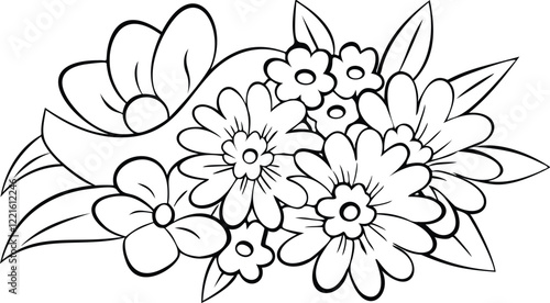 Abstract Floral Bouquets with Small and Large Flowers | Elegant Line Art Book Design