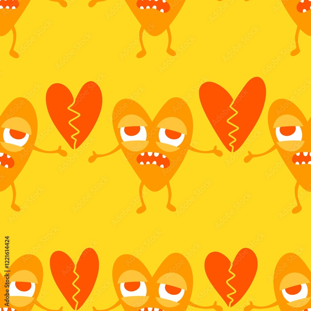 Fototapeta premium Winter hearts anti 14 February seamless valentines love pattern for wrapping paper and fabrics and linens and kids clothes print