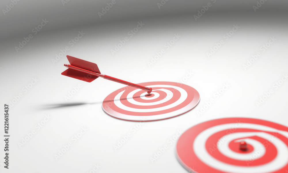 red arrow hitting target symbolizes precision and focus in achieving goals. image captures essence of determination and success in minimalist style red arrow hitting target symbolizes precision and focus in achieving goals. image captures essence of determination and success in minimalist style