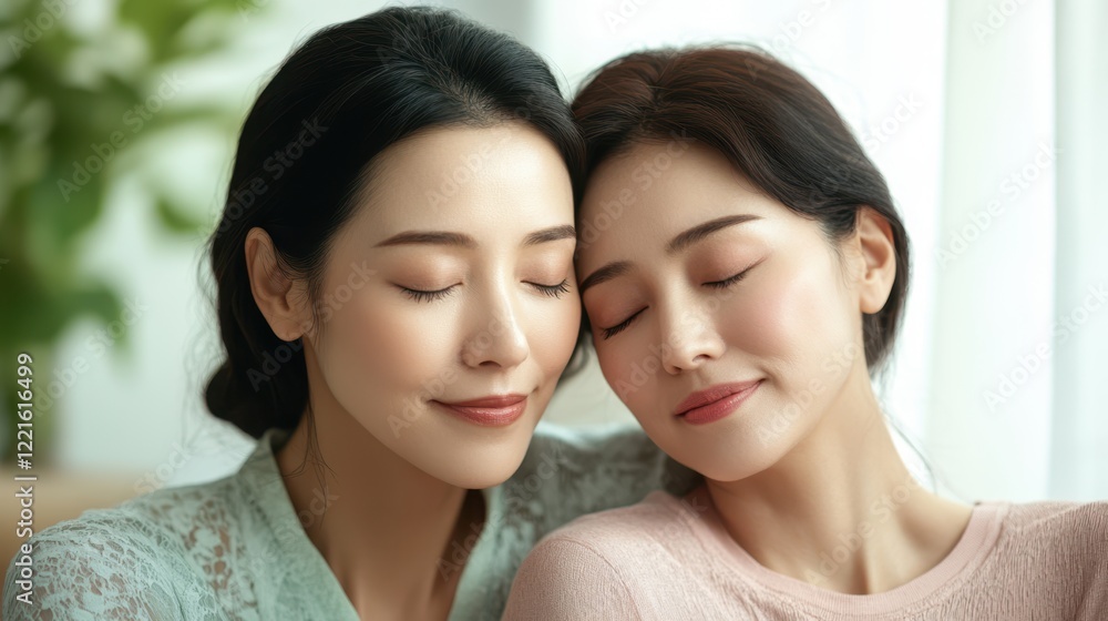 Two women are intently examining a cell phone together, sharing an engaging moment of curiosity and connection. Two women are intently examining a cell phone together, sharing an engaging moment of curiosity and connection.