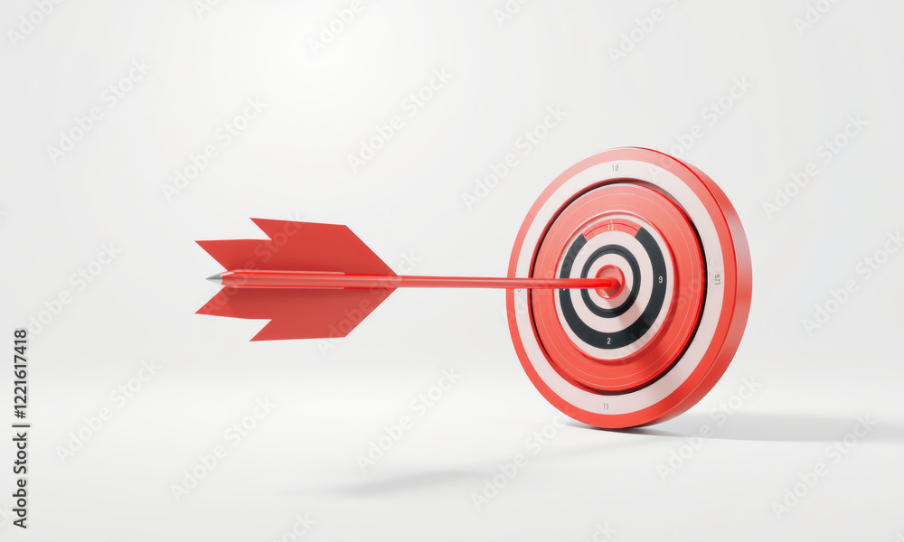 red target with arrow hitting bullseye, symbolizing success and achievement. design is sleek and modern, emphasizing focus and precision red target with arrow hitting bullseye, symbolizing success and achievement. design is sleek and modern, emphasizing focus and precision