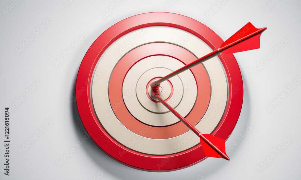 red target with concentric circles and two arrows hitting center symbolizes precision and focus. This conveys determination and success in achieving goals red target with concentric circles and two arrows hitting center symbolizes precision and focus. This conveys determination and success in achieving goals