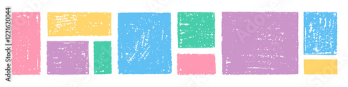 Frame box with brush crayon texture. Square shape for text. Color vector background. Paint border, cute hand drawn paper design. Doodle stroke, rectangle pastel or chalk elements. Brush frame box bg