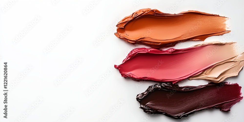 Three different shades of lipstick are shown side by side Three different shades of lipstick are shown side by side