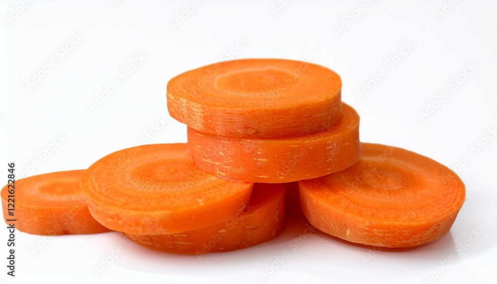 Slices of fresh, vibrant orange carrots. Slices of fresh, vibrant orange carrots.