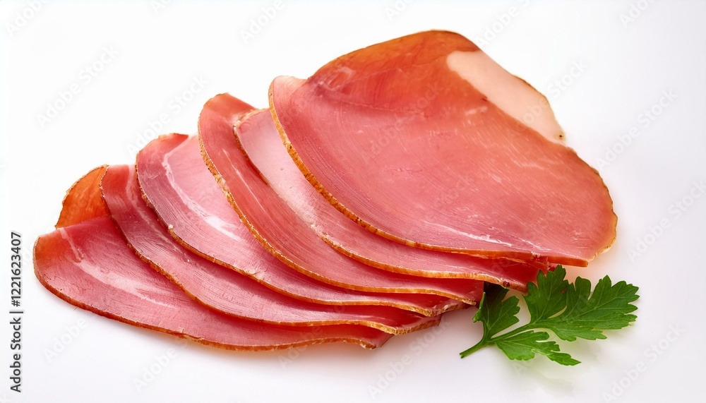 Thinly sliced ham, ready to eat. Thinly sliced ham, ready to eat.