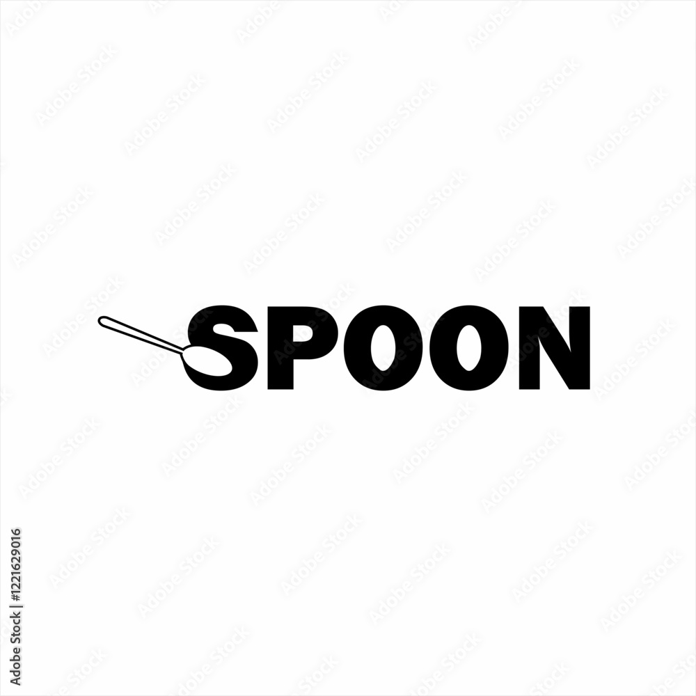 Design the word spoon with the spoon symbol on the letter S. Design the word spoon with the spoon symbol on the letter S.