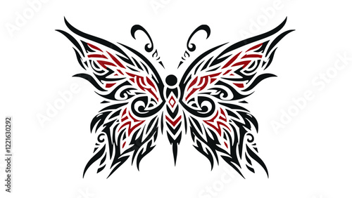 Tribal Butterfly Tattoo Design with Geometric Patterns