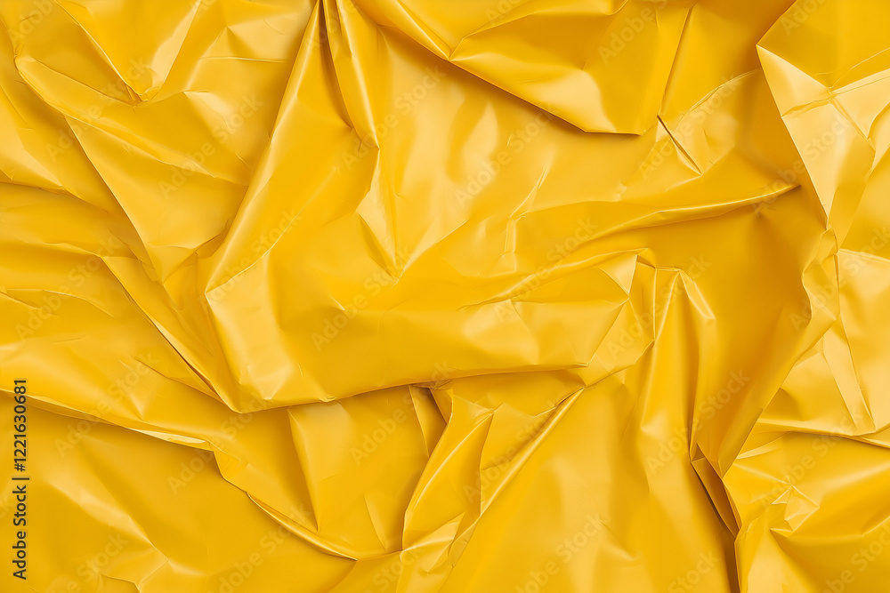Yellow crumpled plastic background. Yellow crumpled plastic background.