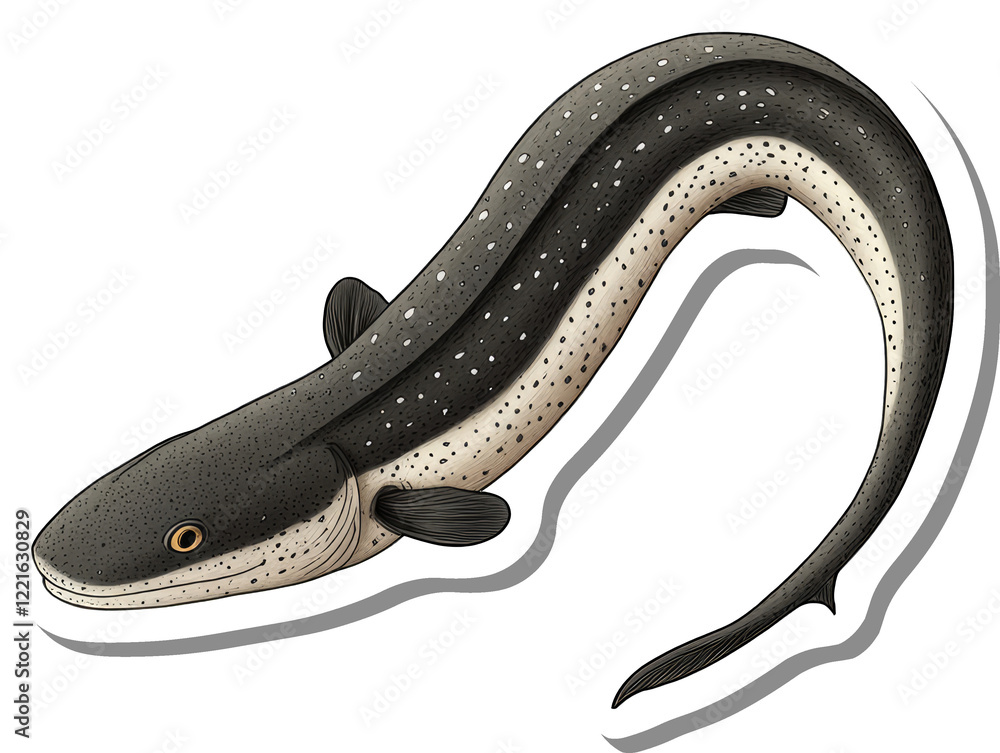 A Sticker Illustration Of A Spotted Freshwater Fish A Sticker Illustration Of A Spotted Freshwater Fish