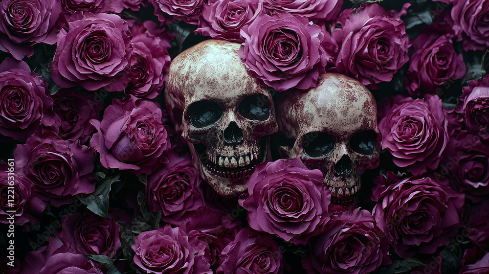 Dark Roses and Skulls: A Macabre Floral Still Life Photography Dark Roses and Skulls: A Macabre Floral Still Life Photography