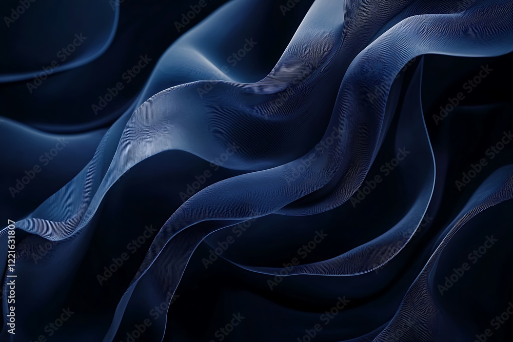 Obraz premium Dark blue paper waves abstract banner design Elegant wavy vector background