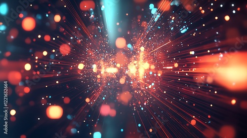 Defocused abstract background with glowing fiber optic lights, representing high-speed connectivity