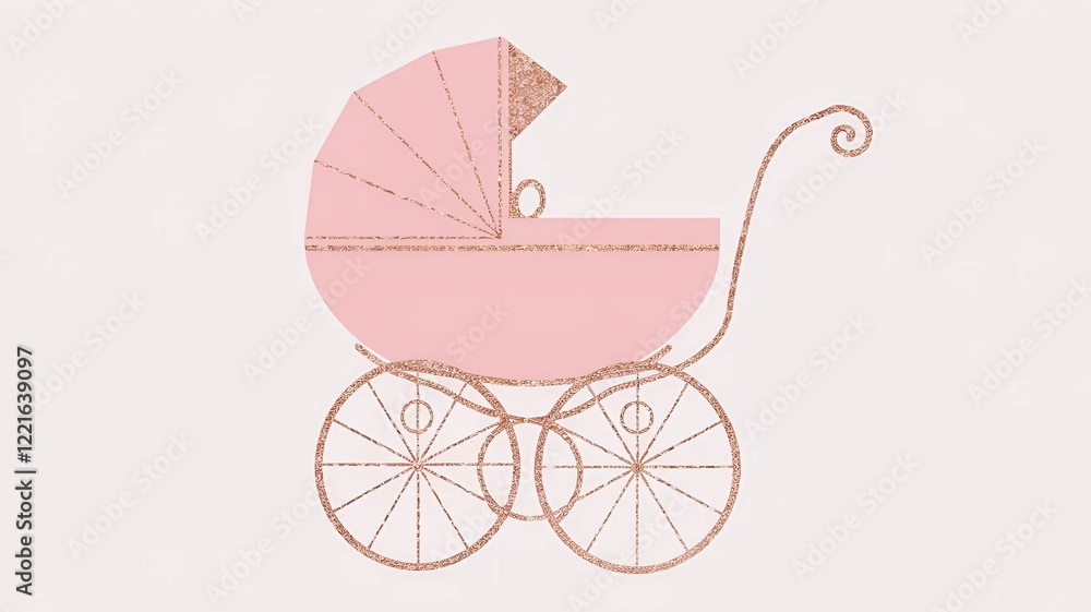 A pink baby carriage featuring a soft pink trim, perfect for strolling with your little one in style. A pink baby carriage featuring a soft pink trim, perfect for strolling with your little one in style.