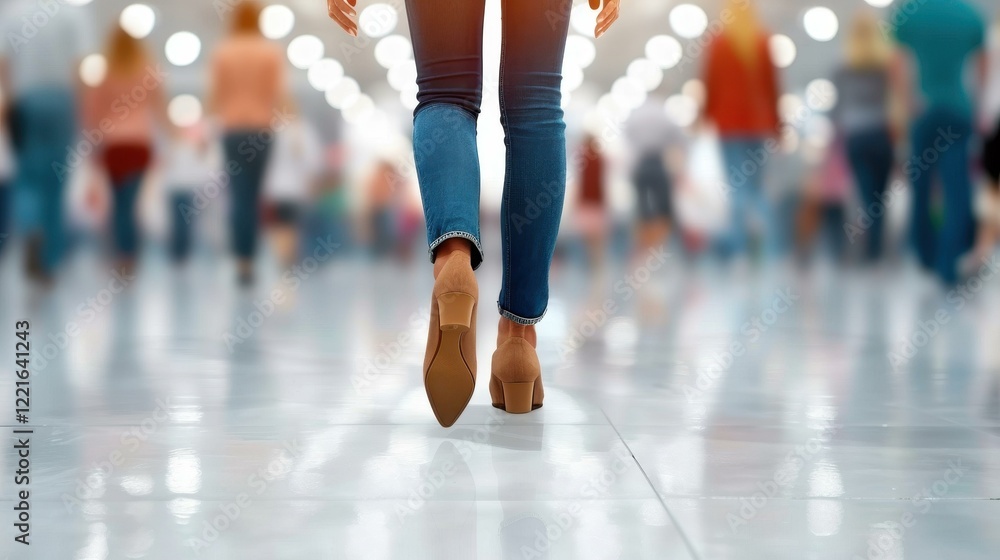 Fototapeta premium A dynamic scene showcasing business professionals mingling at a trade fair in a sleek, modern environment with digital art.