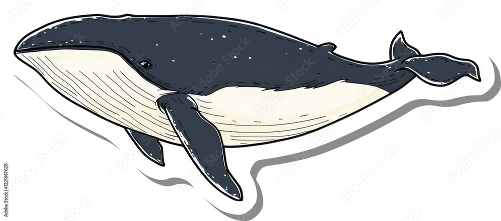 A Hand Drawn Illustration Of A Humpback Whale