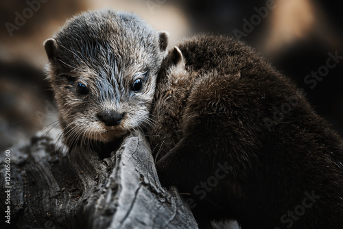 Otter (Lutra Lutra) and her cuteness and her funny face photo