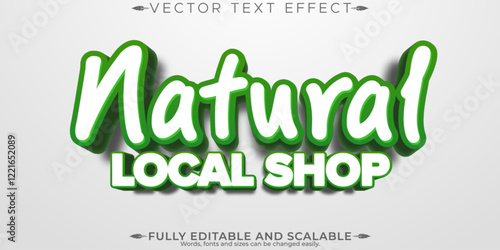Organic green text effect, editable natural and fruit text style