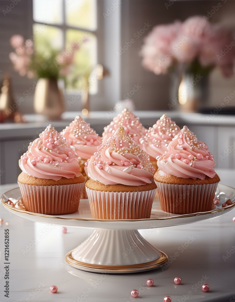 Cupecakes in rosa mitt Zuckerperlen Cupecakes in rosa mitt Zuckerperlen