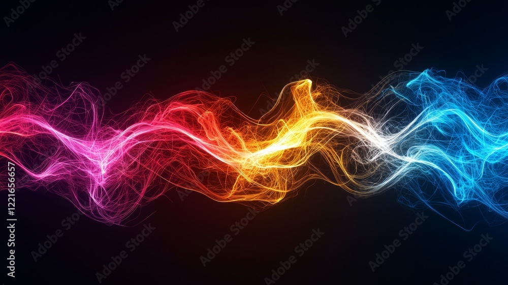 Fototapeta premium Radiant multicolor neon lights in a spinning windmill pattern, abstract and vivid, capturing the essence of nightlife energy