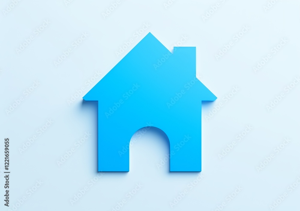 Blue House Icon in Paper Cut Style on Light Background Representing Home Concept
Blue House Icon in Paper Cut Style on Light Background Representing Home Concept